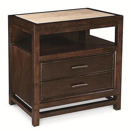 2 Drawer Nightstand with Open Storage Area